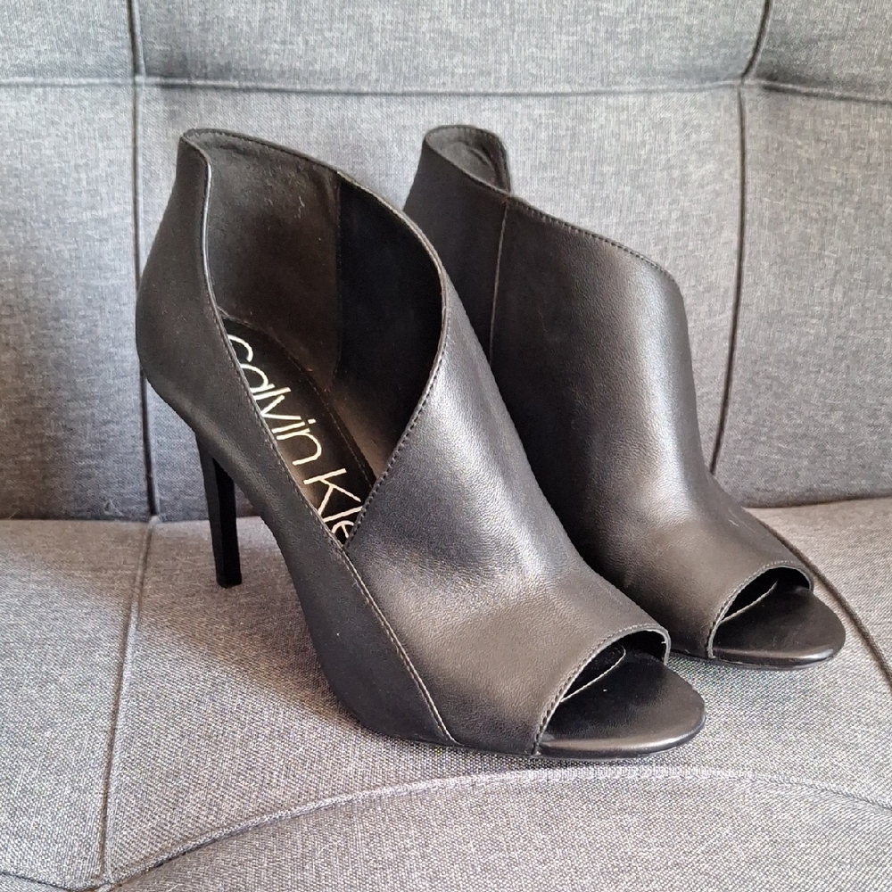 Calvin Klein Black Peep Toe Heels